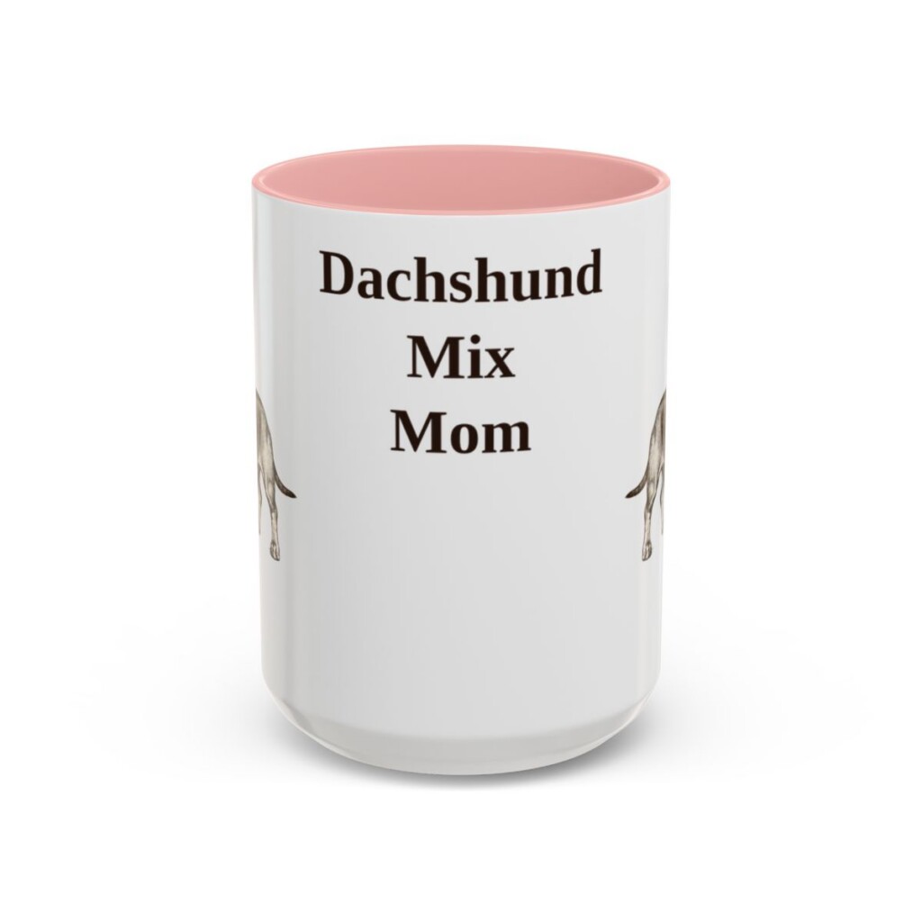 15oz Dachshund Mix Dog Mom Mug, Pink, front view