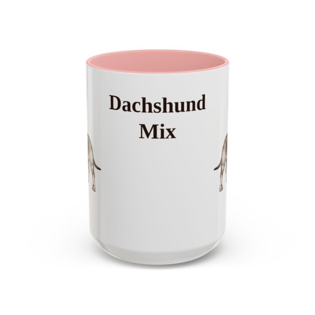 15oz-dachshund-mix-mug-pink 15oz Dachshund Mix Mug, Pink, front view