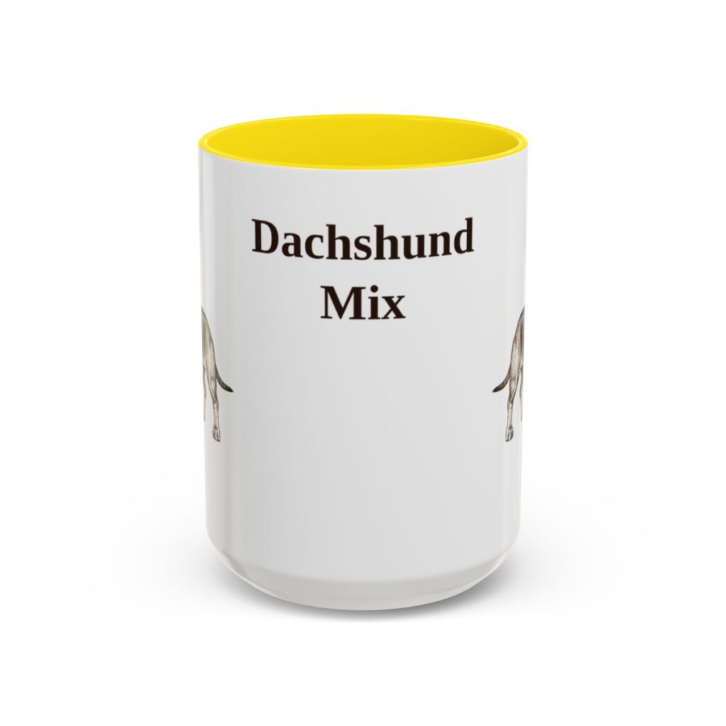 15oz-dachshund-mix-mug-yellow 15oz Dachshund Mix Mug, Yellow, front view