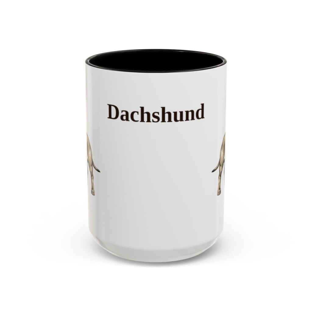 15oz Dachshund Mug, Black, front view