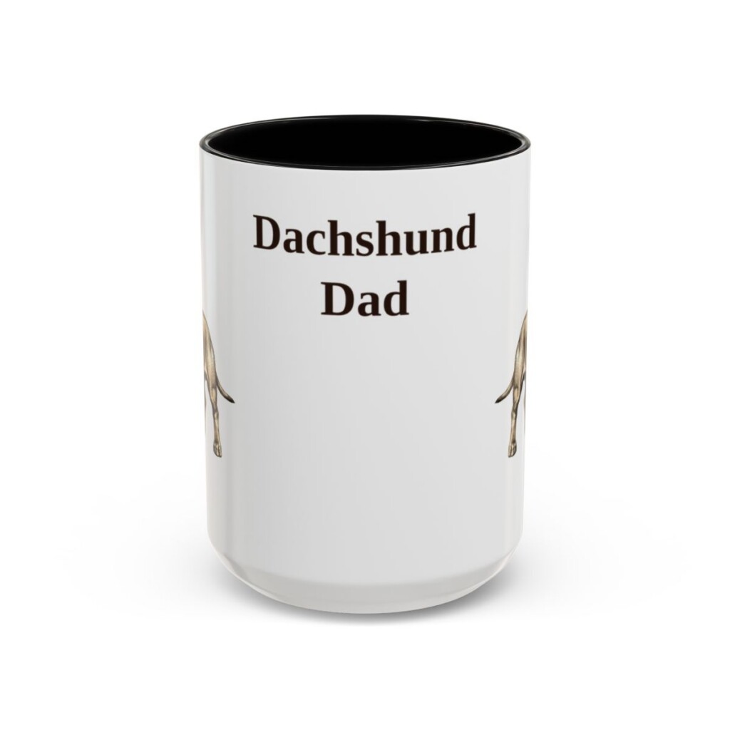 15oz Dachshund Dog Dad Mug, Black, front view