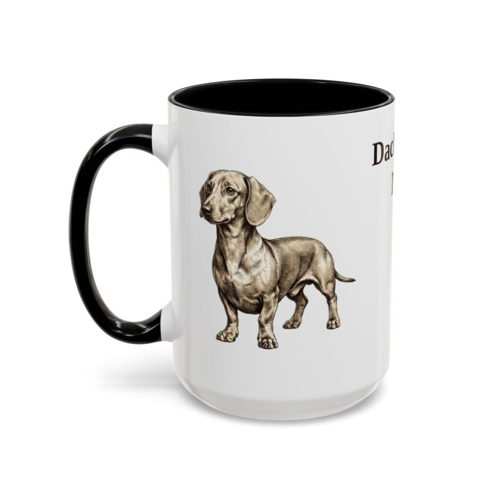 15oz Dachshund Dog Dad Mug, Black, left side view