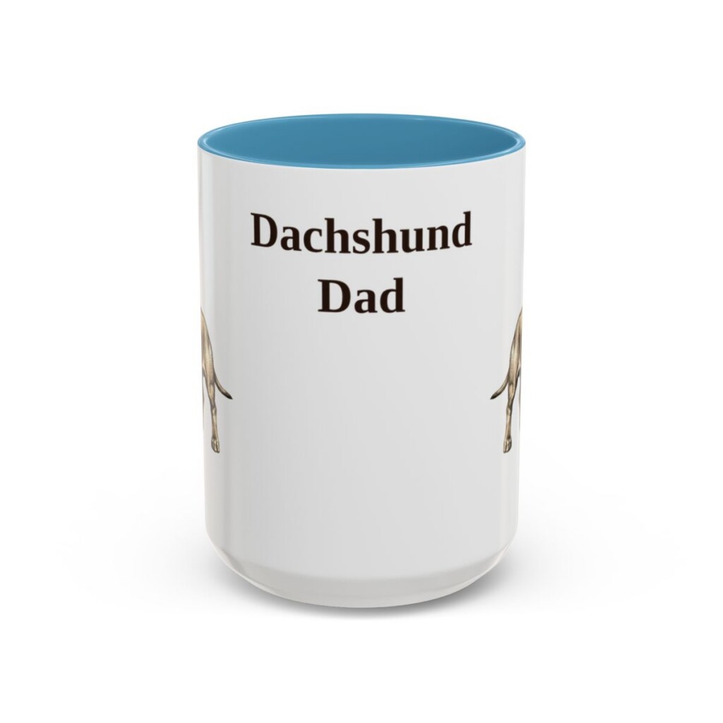 15oz Dachshund Dog Dad Mug, Light Blue, front view