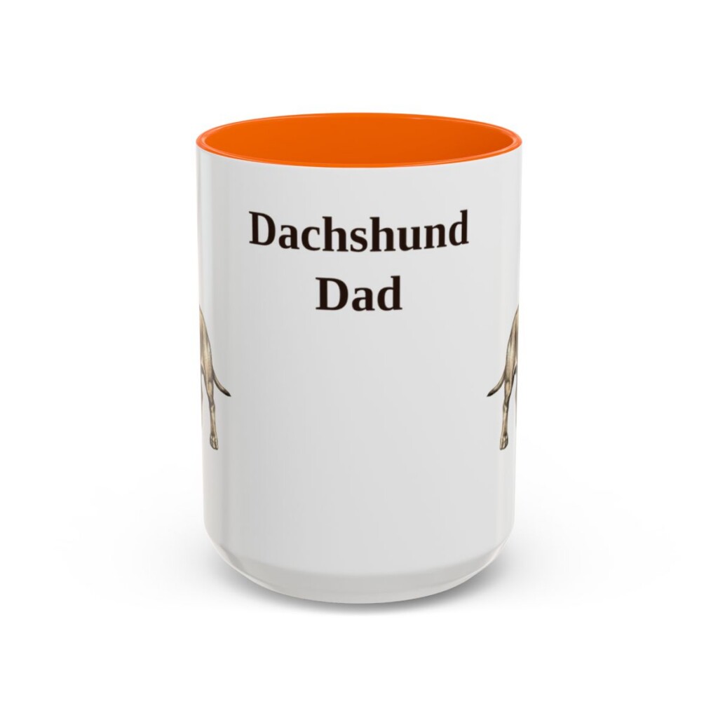 15oz Dachshund Dog Dad Mug, Orange, front view