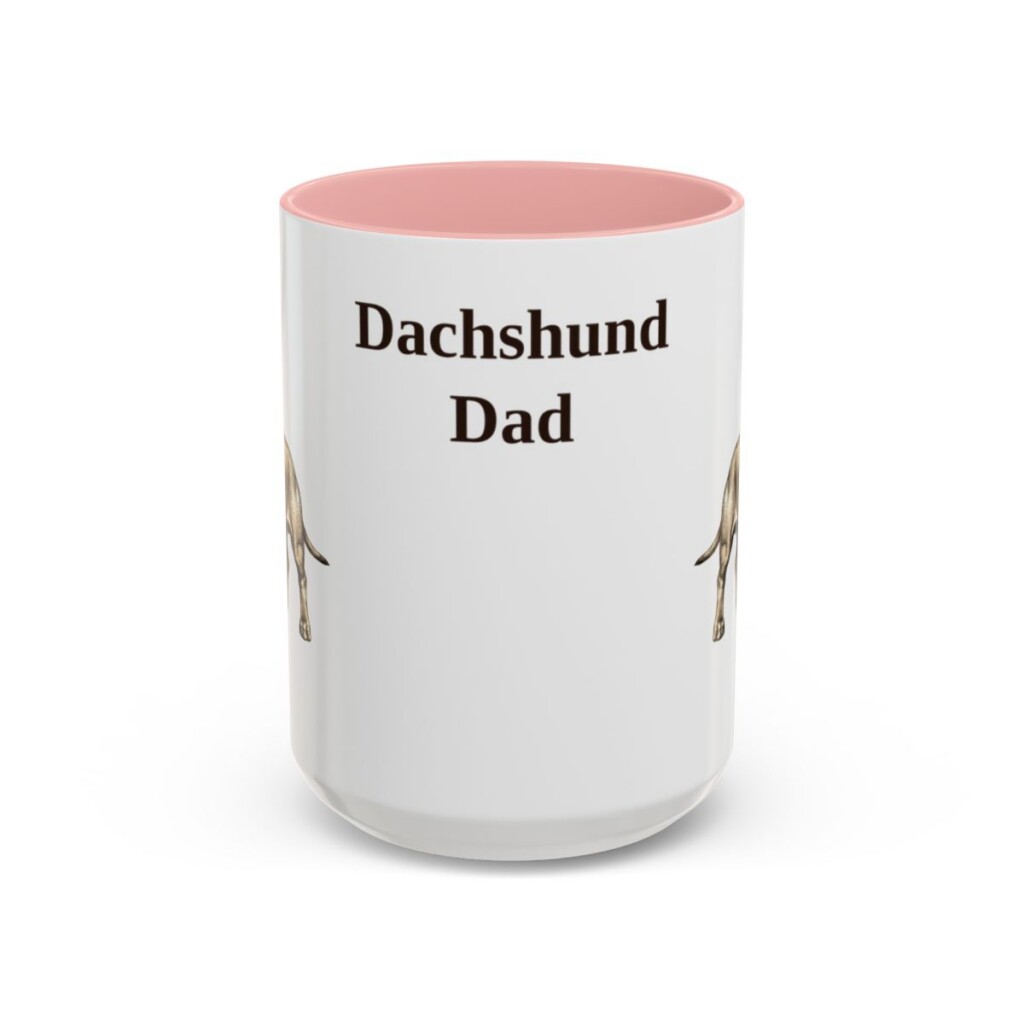 15oz Dachshund Dog Dad Mug, Pink, front view