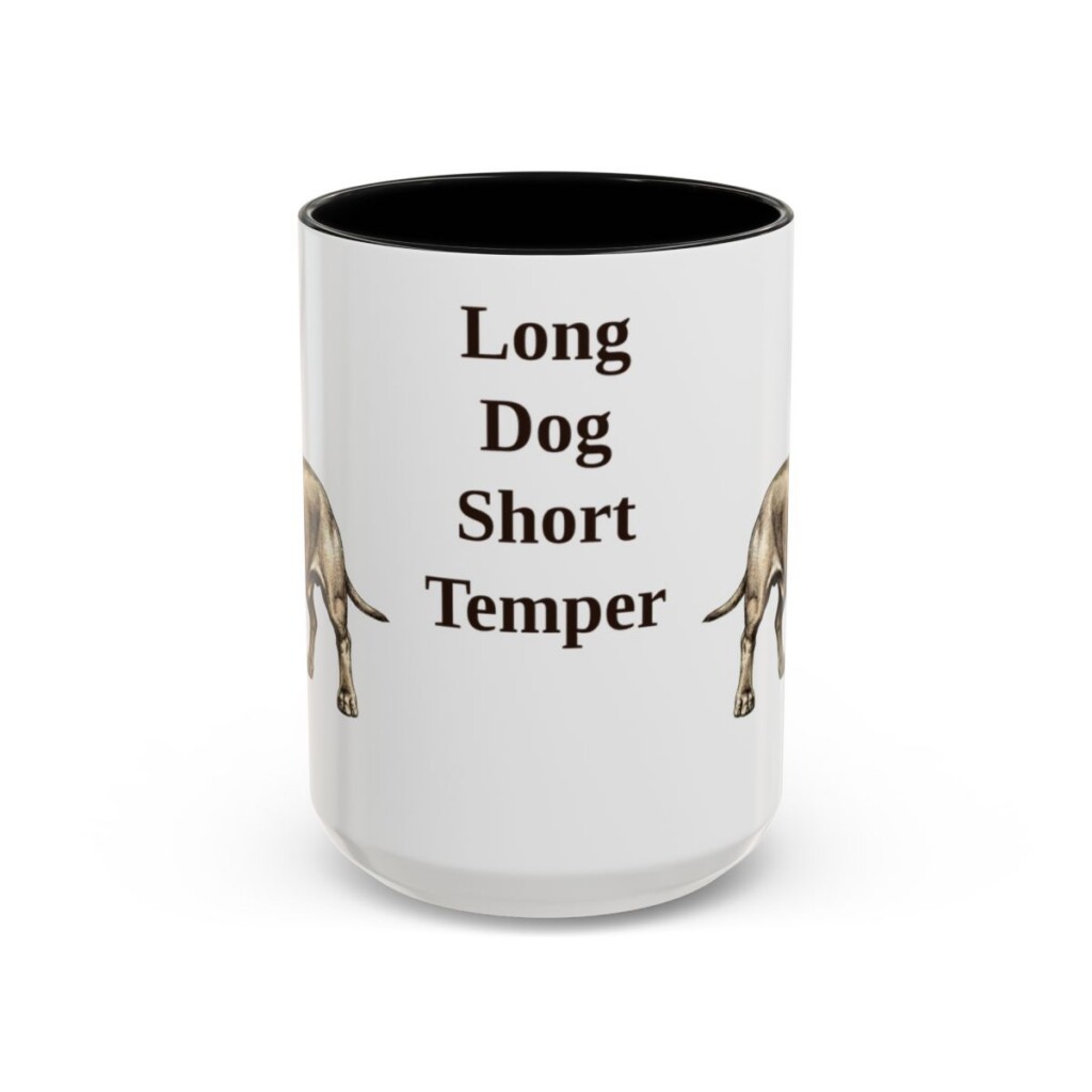 15oz Funny Dachshund Mug, Black, front view