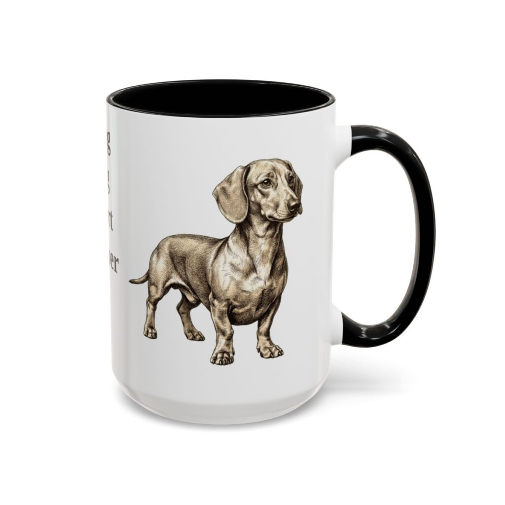 15oz Funny Dachshund Mug, Black, right side view