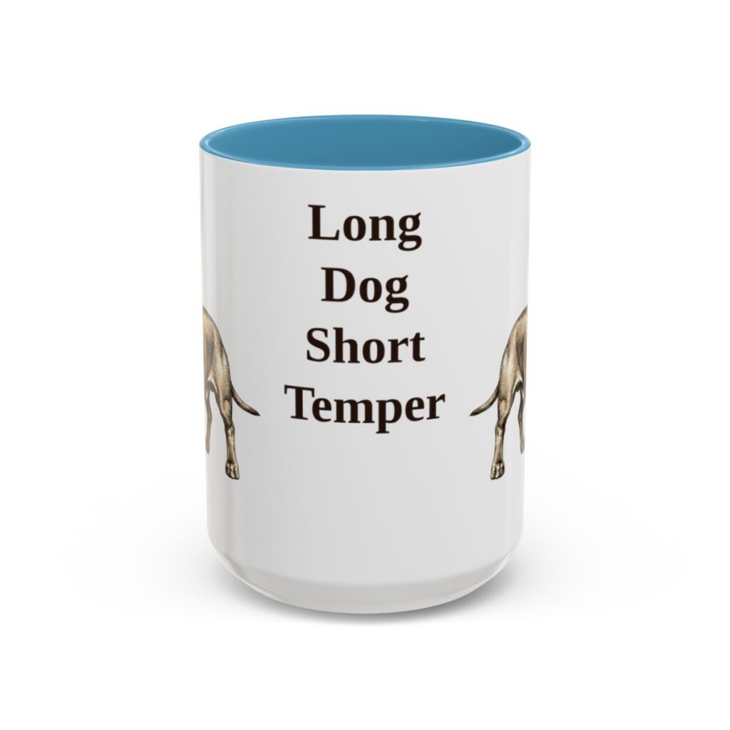 15oz Funny Dachshund Mug, Light Blue, front view