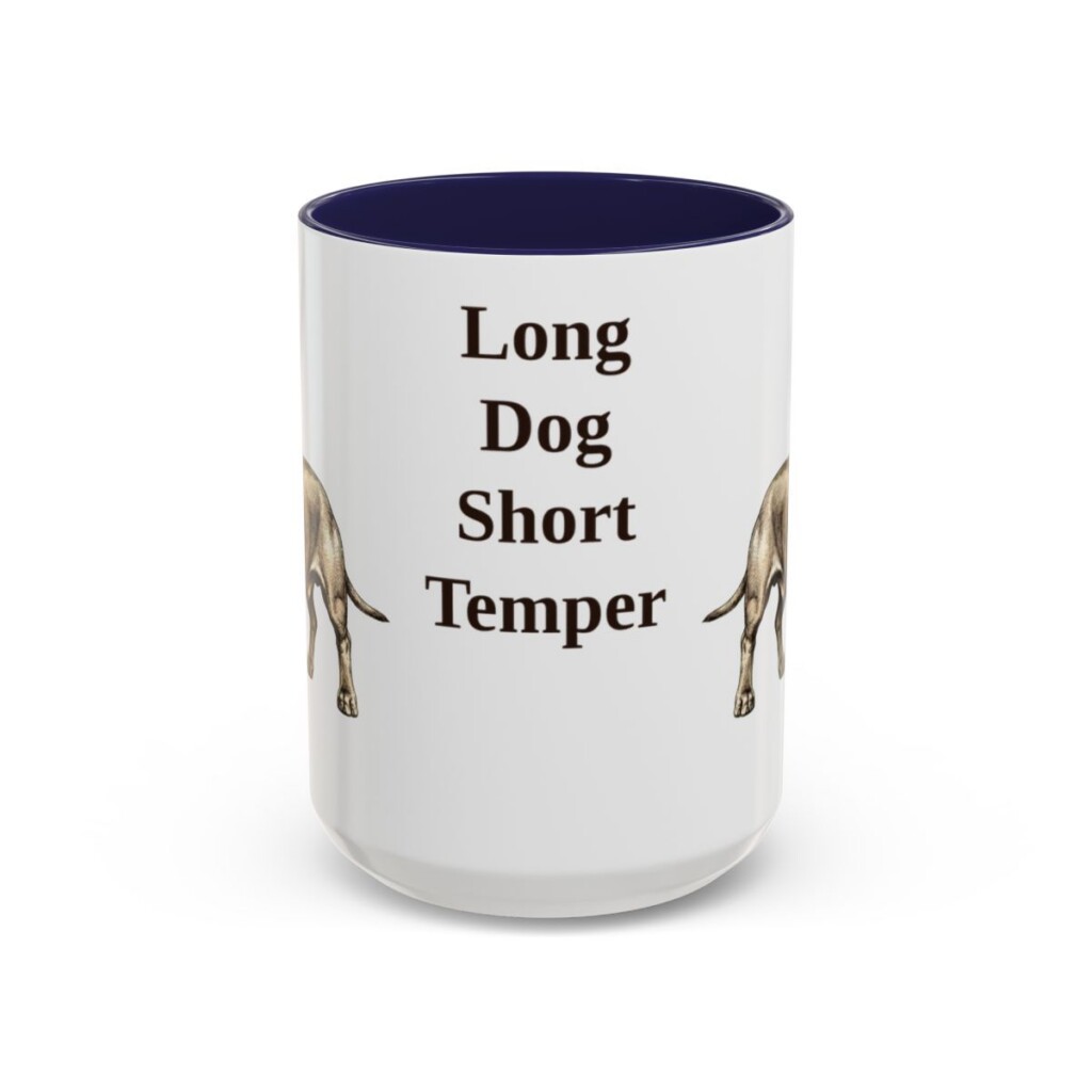 15oz Funny Dachshund Mug, Navy, front view