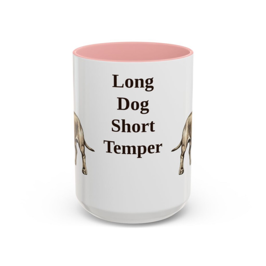 15oz Funny Dachshund Mug, Pink, front view