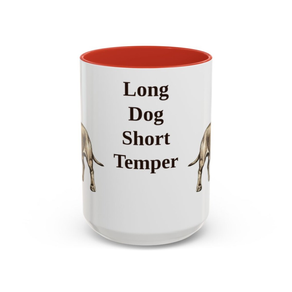 15oz Funny Dachshund Mug, Red, front view