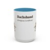 15oz Dachshund Latin Mug, Light Blue, front view