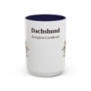 15oz Dachshund Latin Mug, Navy, front view