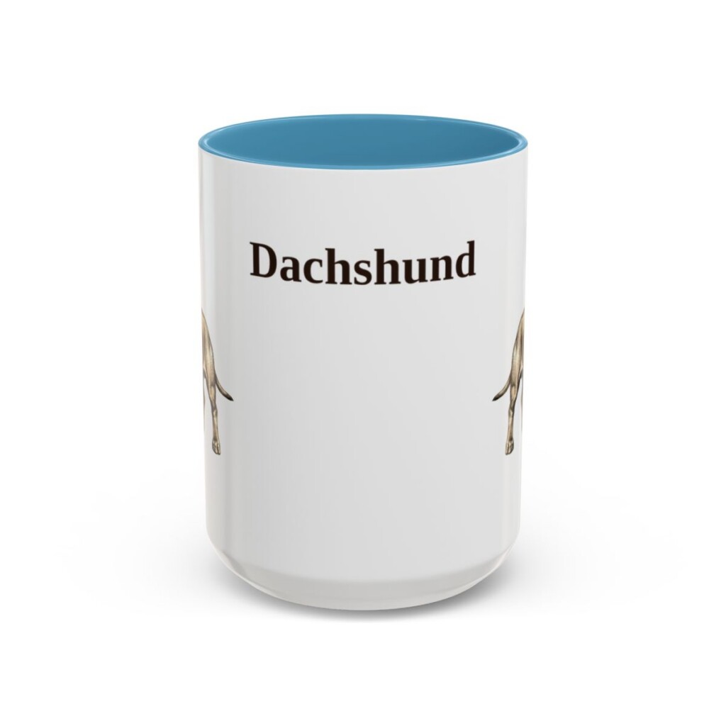 15oz Dachshund Mug, Light Blue, front view