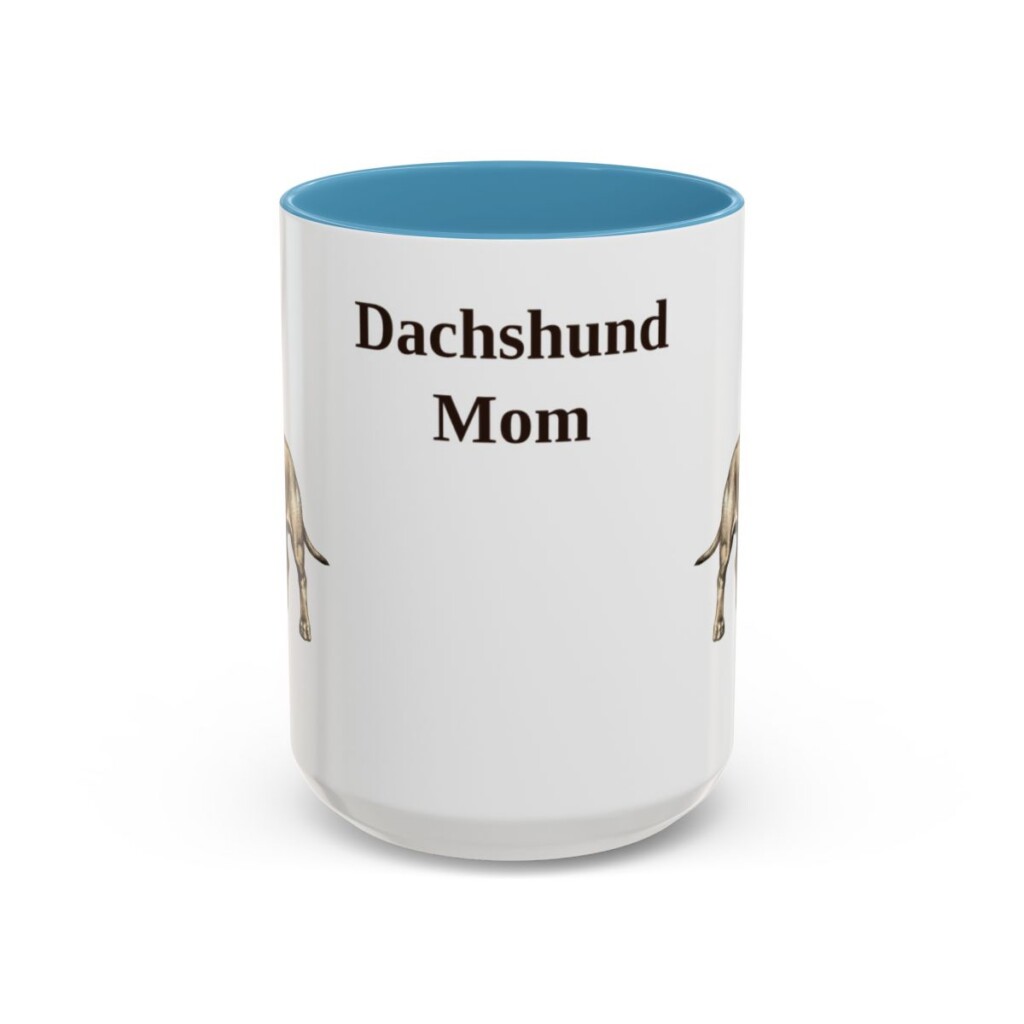 15oz Dachshund Dog Mom Mug, Light Blue, front view