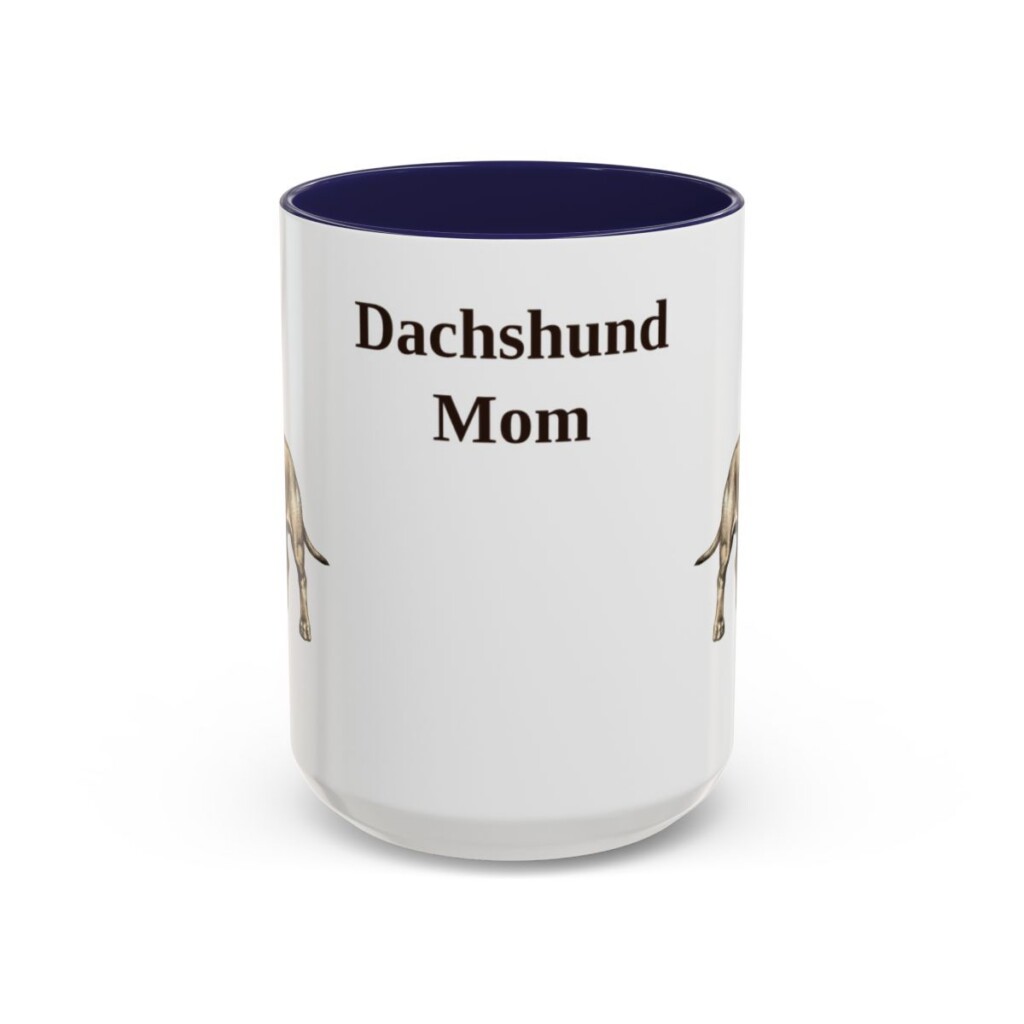 15oz Dachshund Dog Mom Mug, Navy, front view
