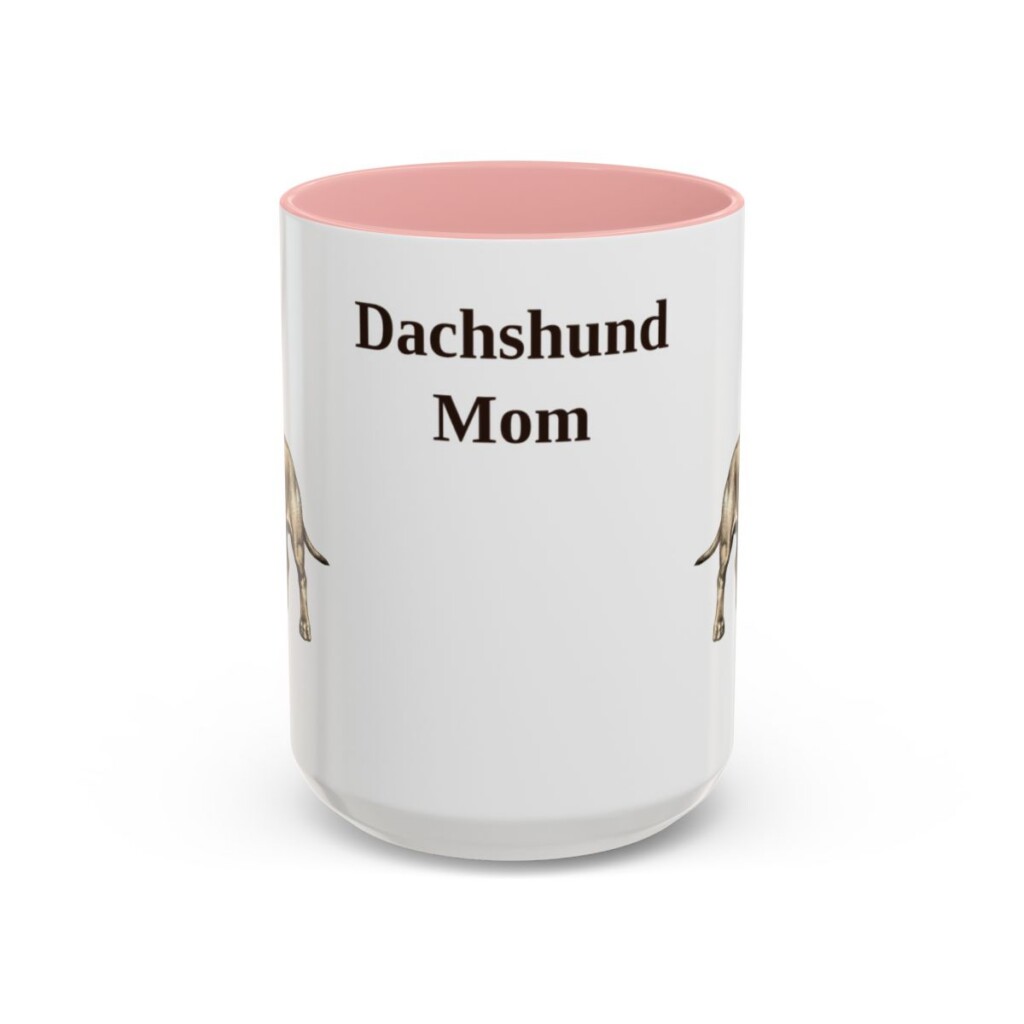15oz Dachshund Dog Mom Mug, Pink, front view