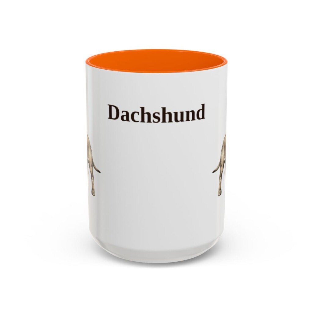 15oz Dachshund Mug, Orange, front view