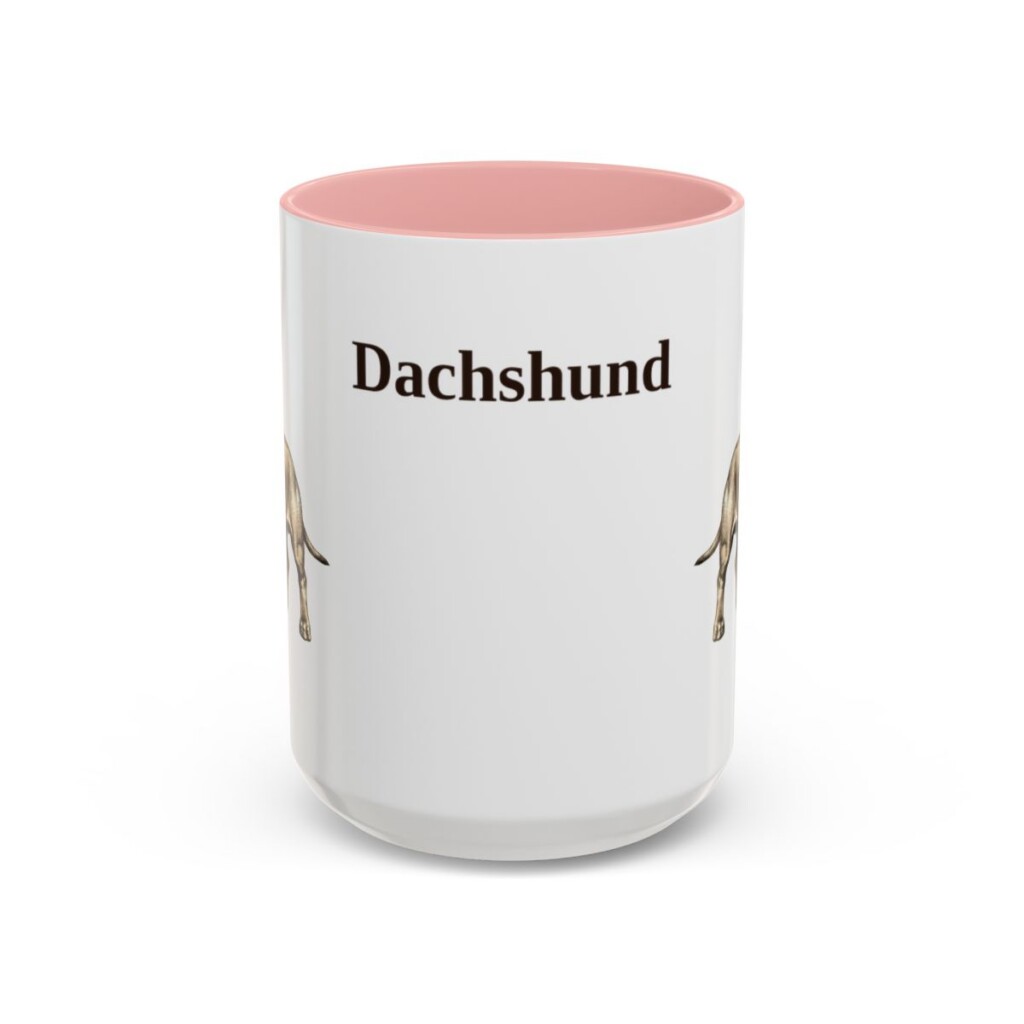 15oz Dachshund Mug, Pink, front view