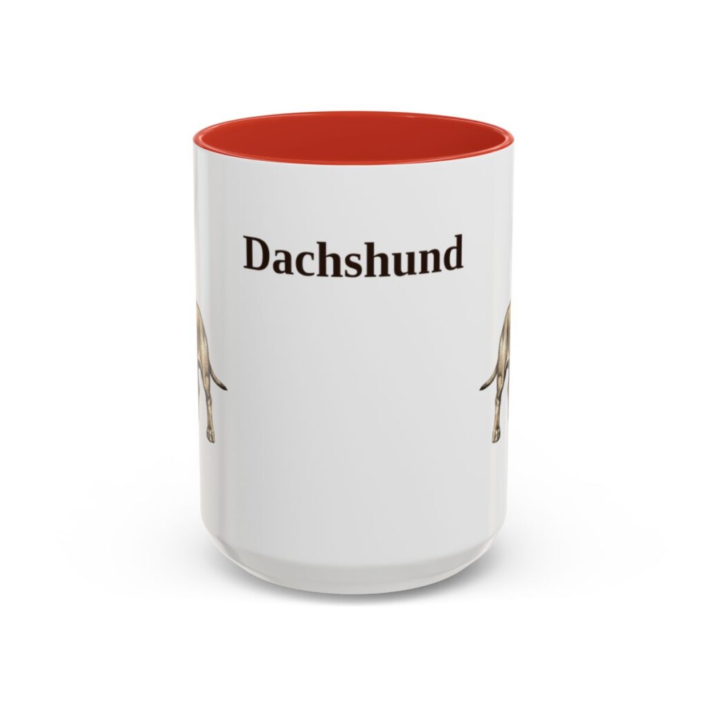 15oz Dachshund Mug, Red, front view