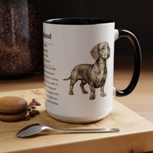 15oz Dachshund Mug, Black, lifestyle photo