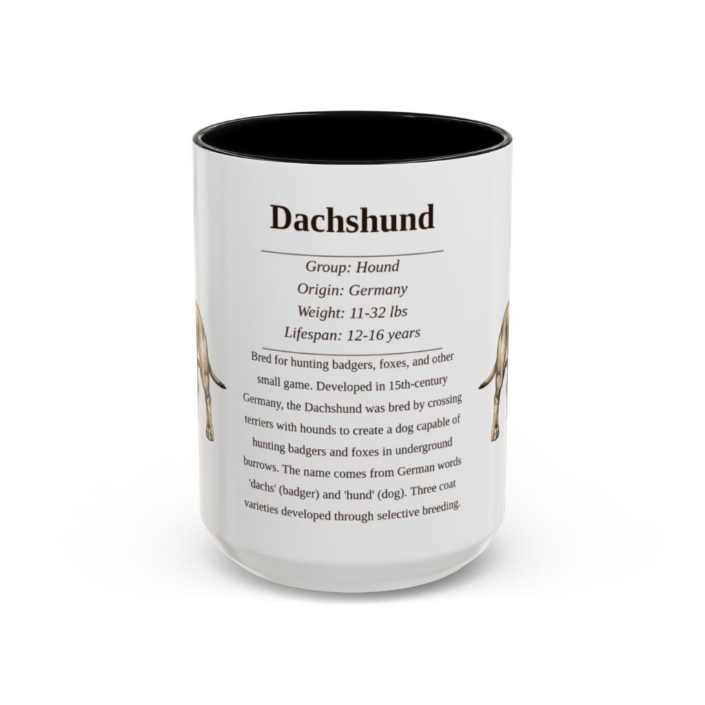 15oz-dachshund-mug-writeup-black-front 15oz Dachshund Mug, Black, front view