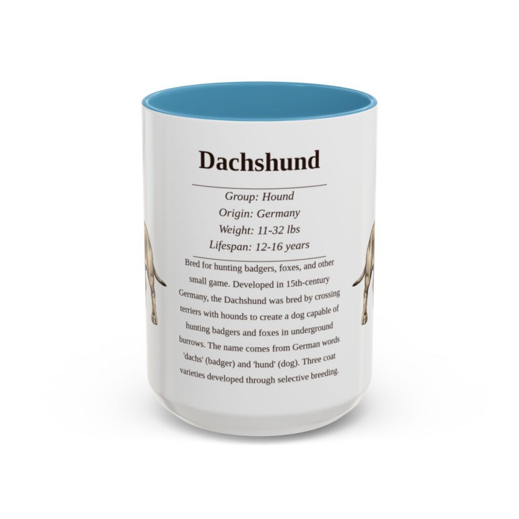 15oz-dachshund-mug-writeup-light-blue 15oz Dachshund Mug, Light Blue, front view