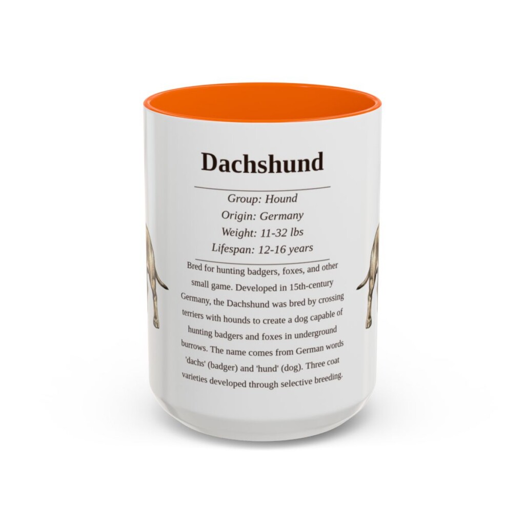 15oz-dachshund-mug-writeup-orange 15oz Dachshund Mug, Orange, front view