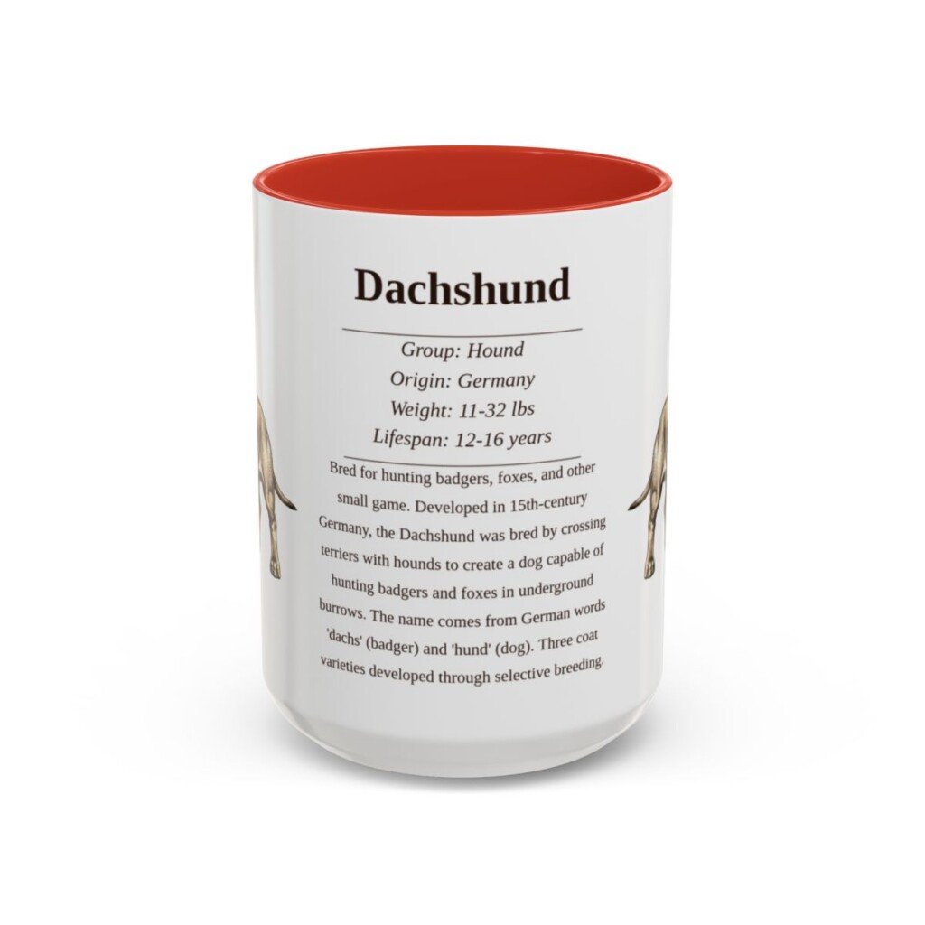 15oz-dachshund-mug-writeup-red 15oz Dachshund Mug, Red, front view