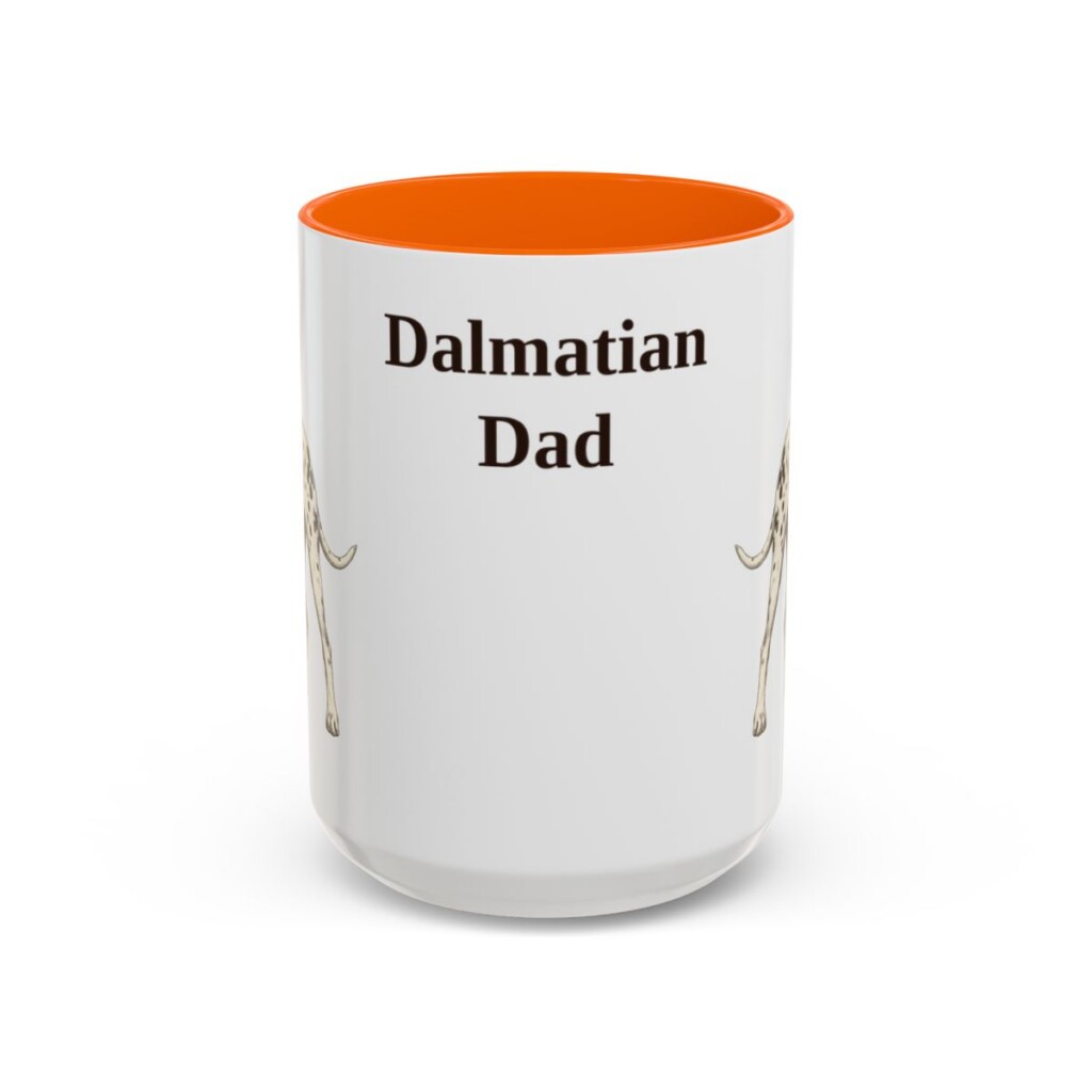 15oz Dalmatian Dog Dad Mug, Orange, front view