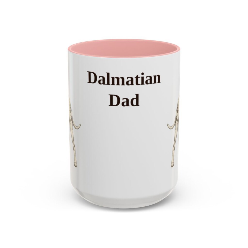 15oz Dalmatian Dog Dad Mug, Pink, front view
