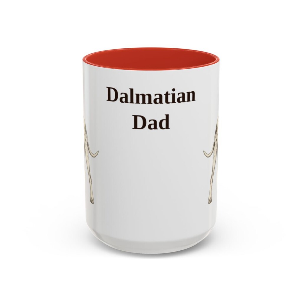 15oz Dalmatian Dog Dad Mug, Red, front view