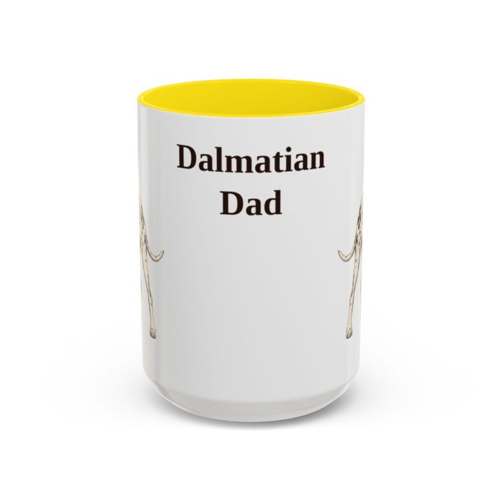 15oz Dalmatian Dog Dad Mug, Yellow, front view