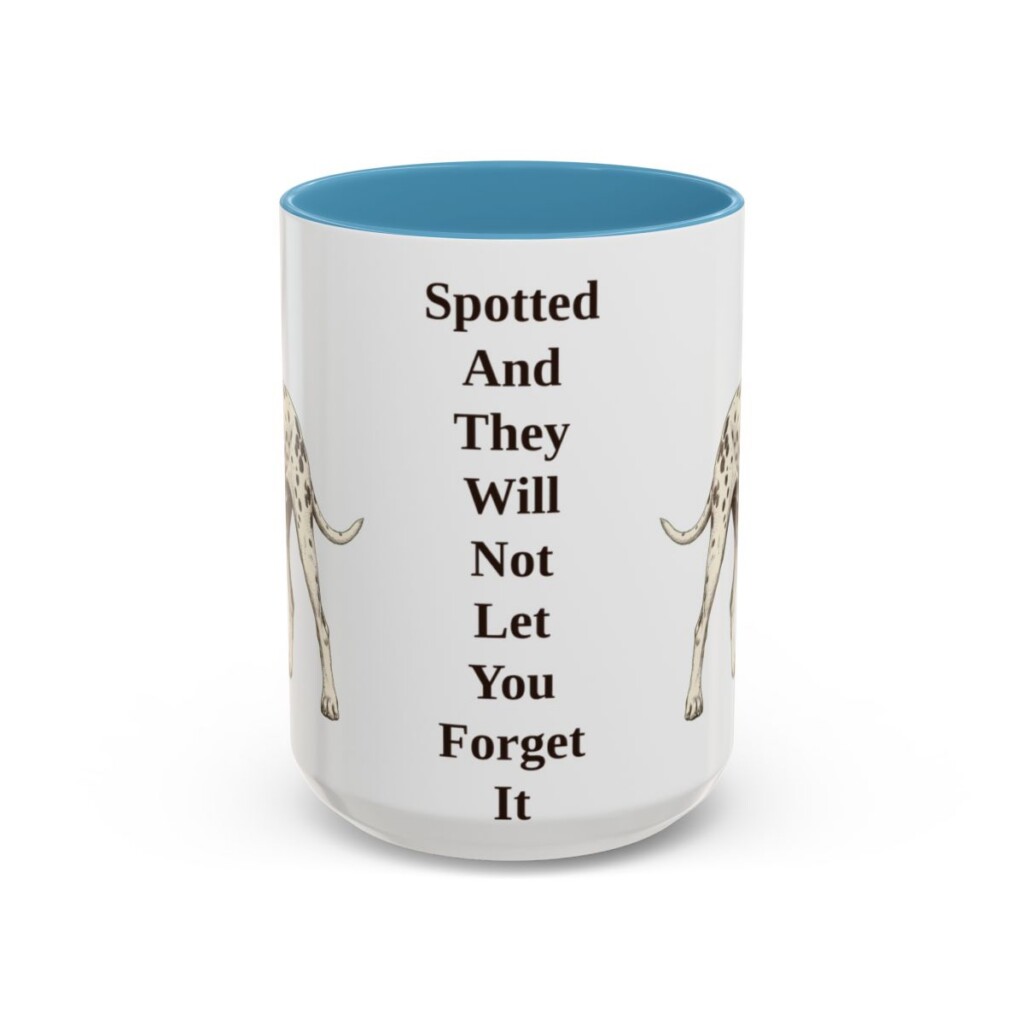 15oz Funny Dalmatian Mug, Light Blue, front view