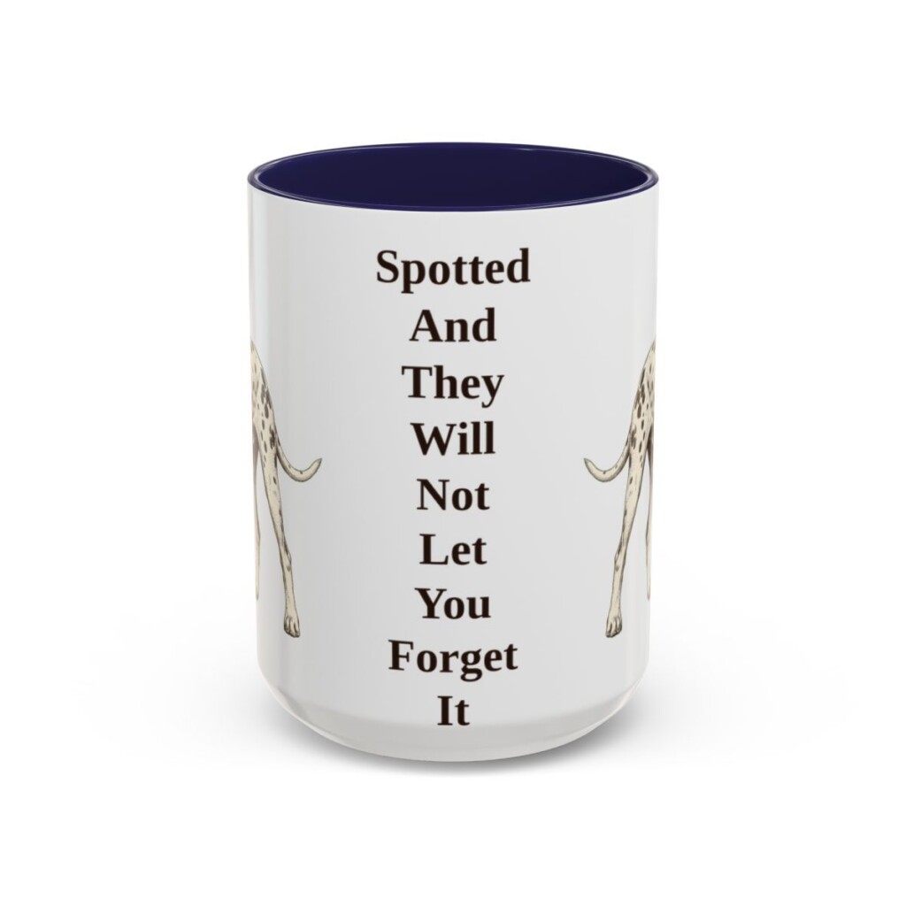 15oz Funny Dalmatian Mug, Navy, front view
