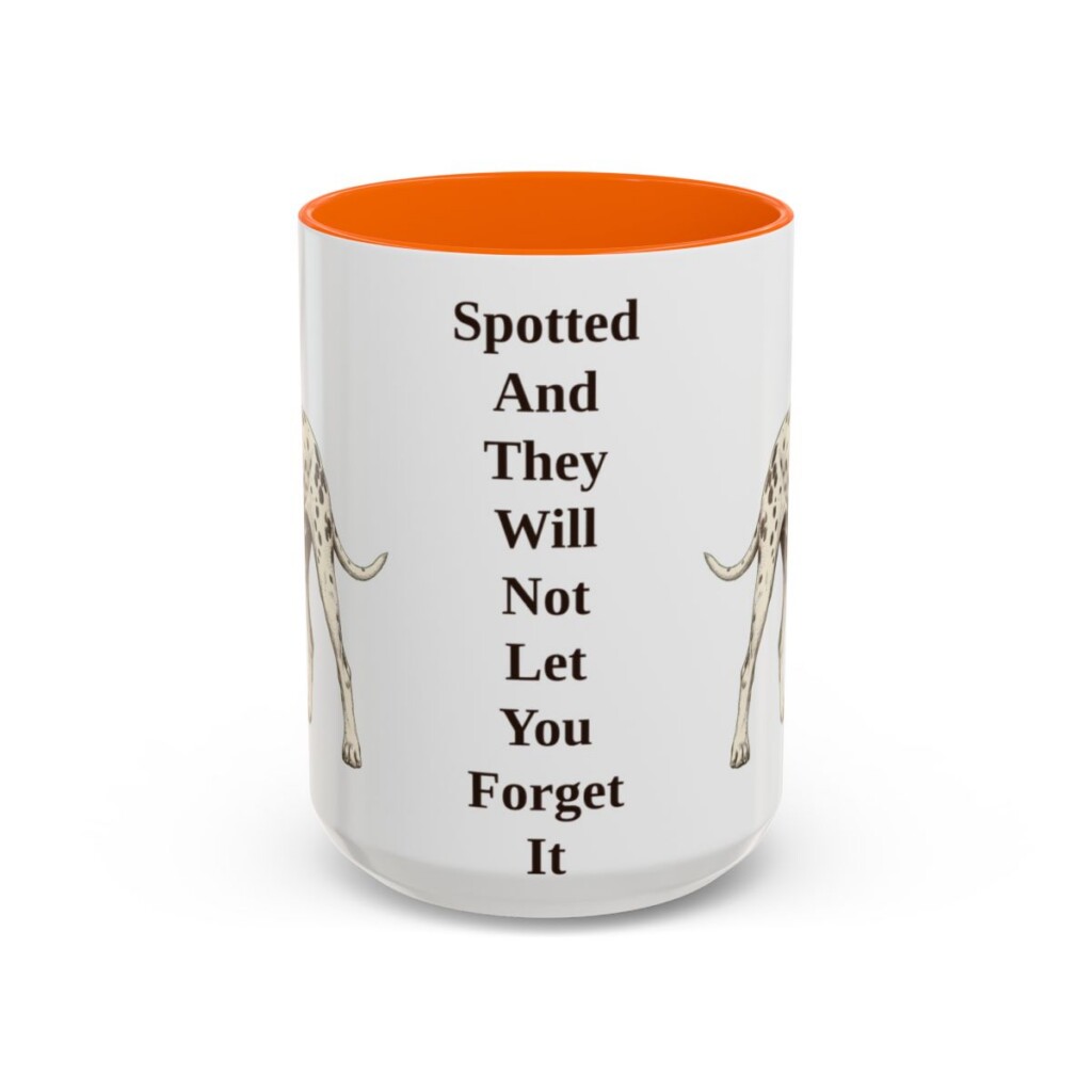 15oz Funny Dalmatian Mug, Orange, front view