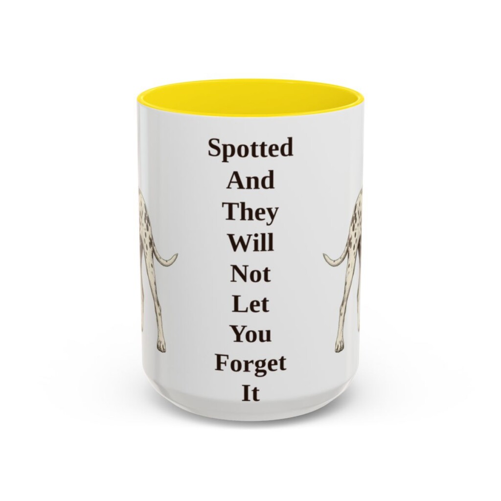 15oz Funny Dalmatian Mug, Yellow, front view
