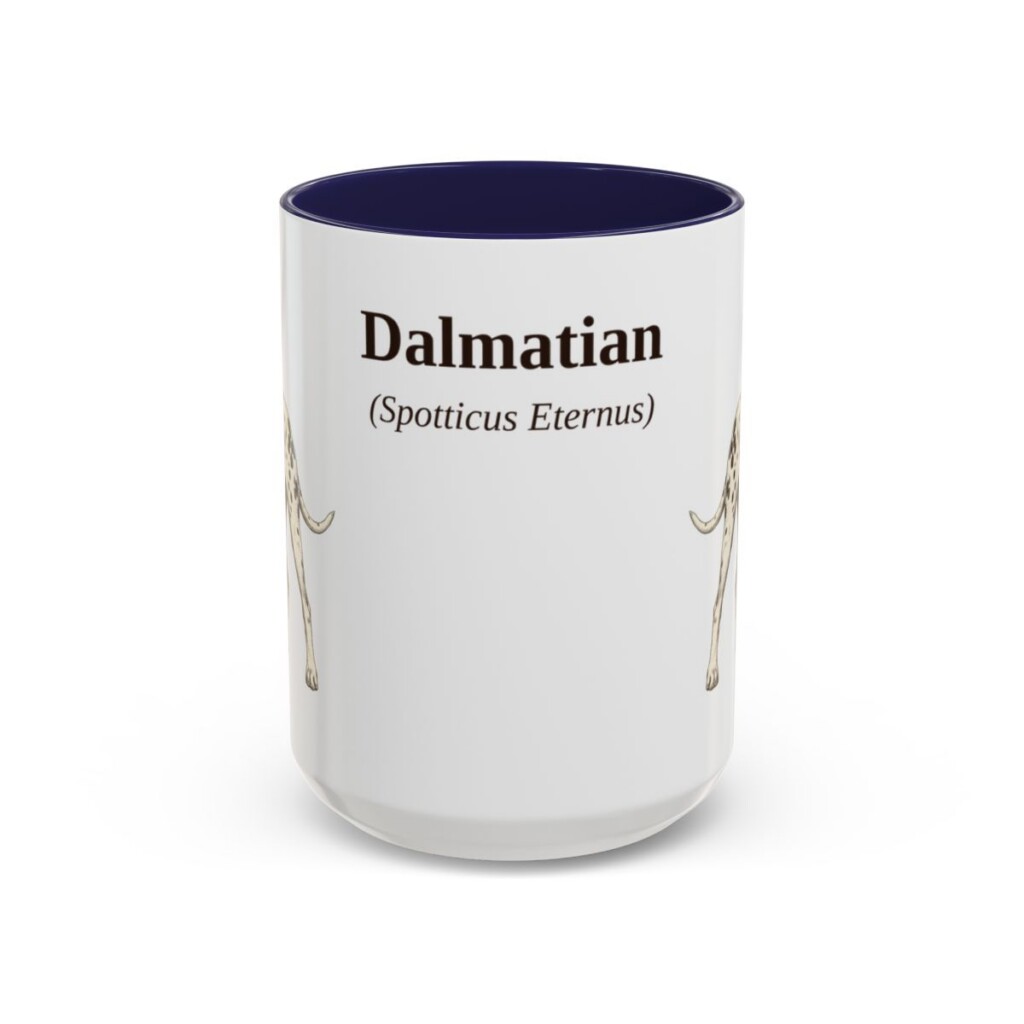 15oz-dalmatian-mug-latin-navy 15oz Dalmatian Latin Mug, Navy, front view
