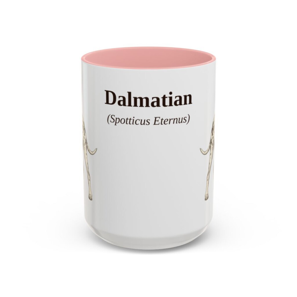 15oz-dalmatian-mug-latin-pink 15oz Dalmatian Latin Mug, Pink, front view