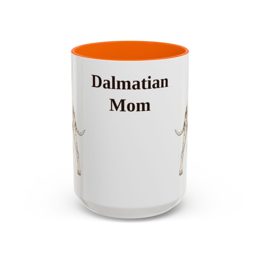 15oz Dalmatian Dog Mom Mug, Orange, front view