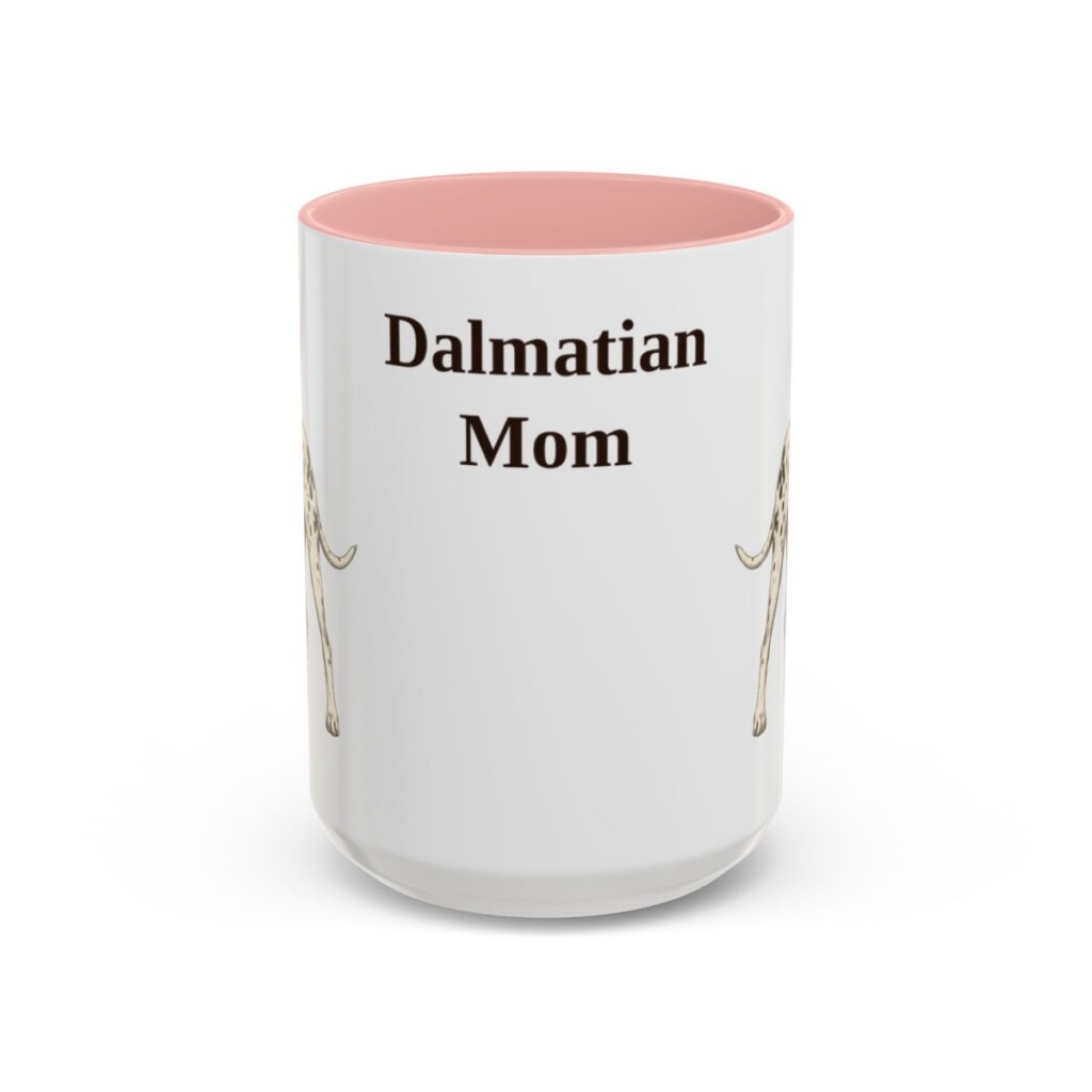 15oz Dalmatian Dog Mom Mug, Pink, front view