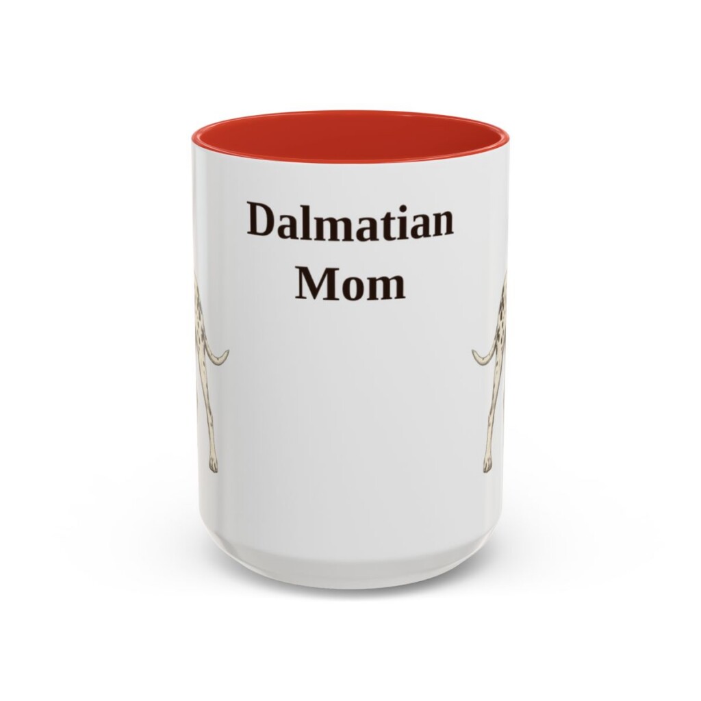 15oz Dalmatian Dog Mom Mug, Red, front view