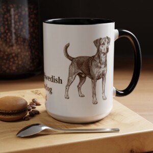 15oz Danish-Swedish Farmdog Dog Dad Mug, Black, lifestyle photo