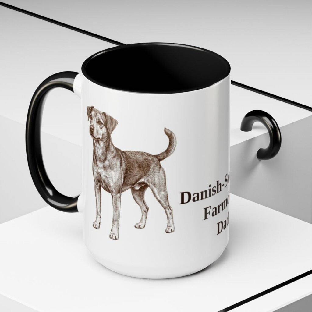 15oz Danish-Swedish Farmdog Dog Dad Mug, Black, lifestyle photo