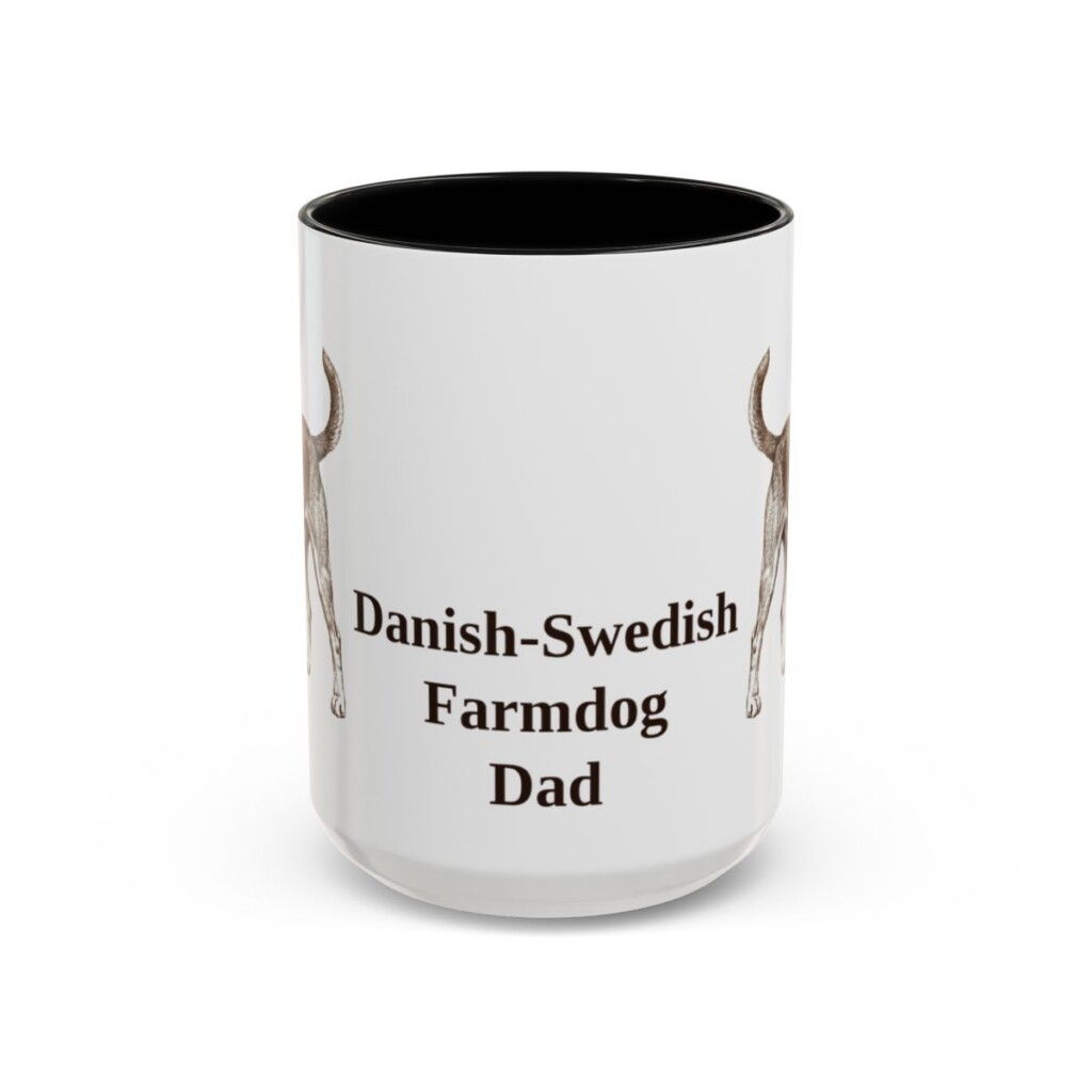 15oz Danish-Swedish Farmdog Dog Dad Mug, Black, front view