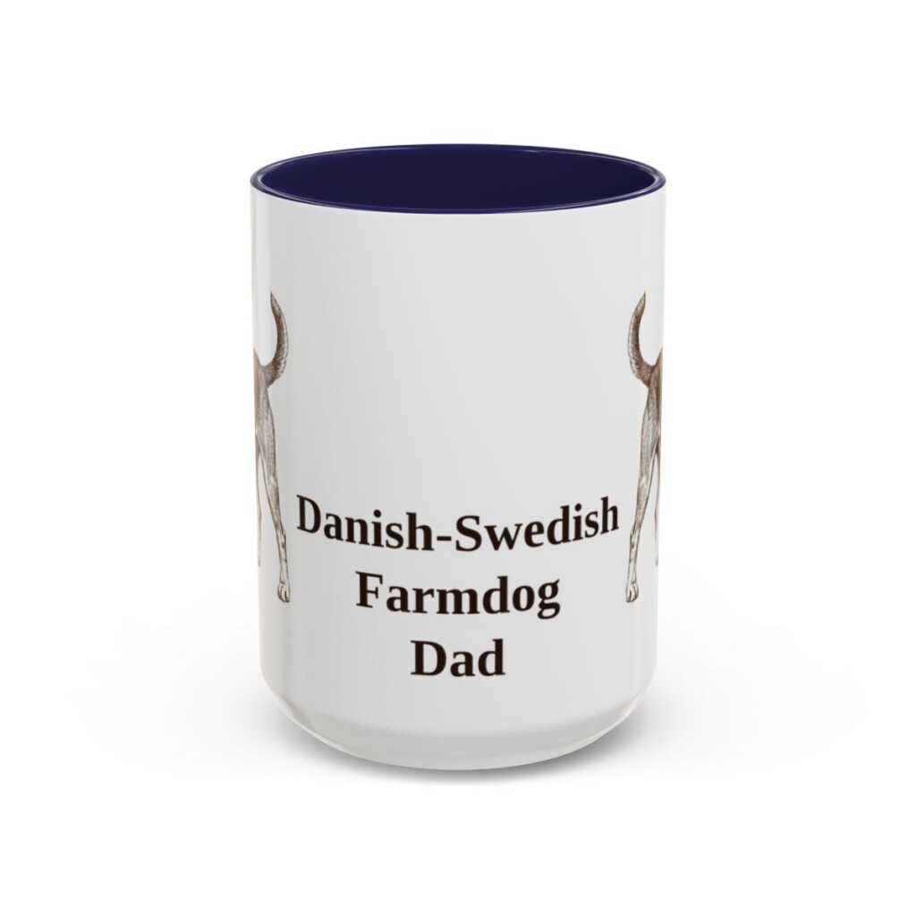 15oz Danish-Swedish Farmdog Dog Dad Mug, Navy, front view