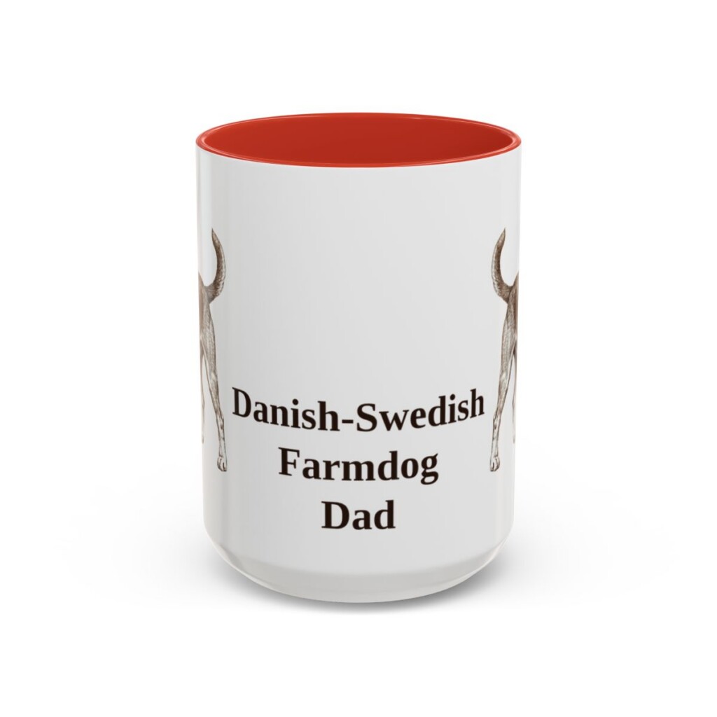 15oz Danish-Swedish Farmdog Dog Dad Mug, Red, front view