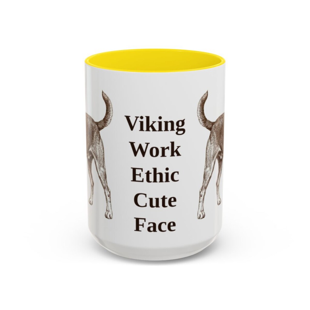 15oz-danish-swedish-farmdog-mug-humor-yellow 15oz Funny Danish-Swedish Farmdog Mug, Yellow, front view