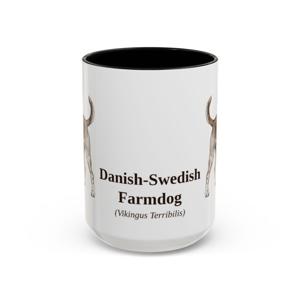 15oz Danish-Swedish Farmdog Latin Mug, Black, front view