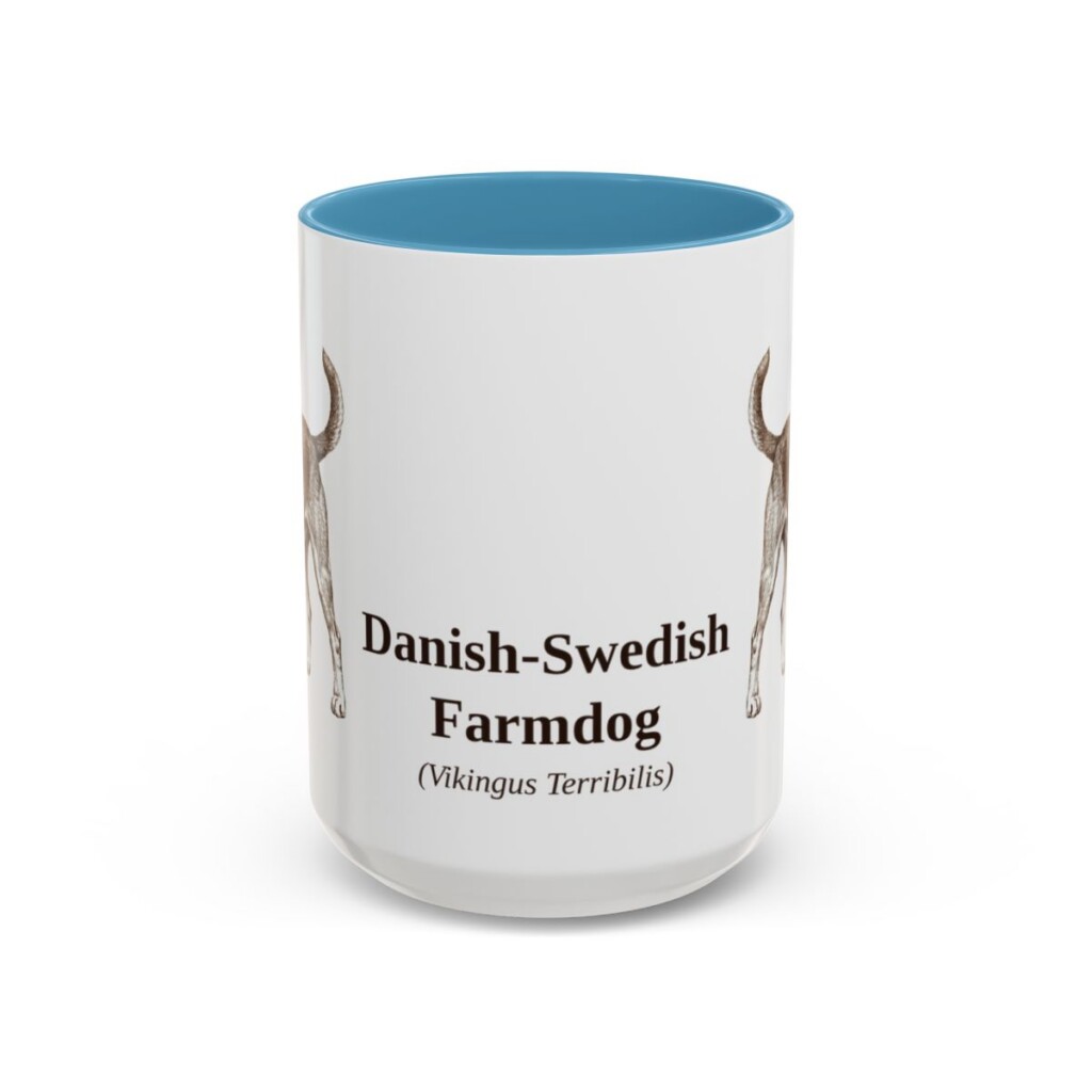 15oz Danish-Swedish Farmdog Latin Mug, Light Blue, front view